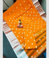 Orange color Uppada Cotton handloom saree with All over Buttas Design-UPAT0003097