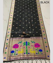 Black color paithani sarees with all over meenakari buttas design -PTNS0005355