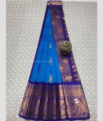 Blue and Royal Blue color mangalagiri pattu sarees with kanchi kuppadam border design -MAGP0027224