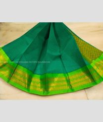 Elf Green and Parrot Green color gadwal cotton sarees with all over checks design -GAWT0000410