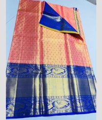 Peach and Dark Blue color kanchi Lehengas with Jari Border Design-KAPL0000072