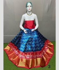Windows Blue and Red color Ikkat Lehengas with Kaddy Border Design-IKPL0028730