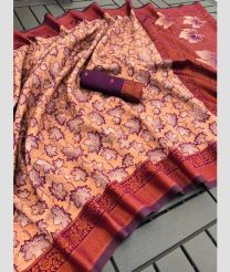 Peach and Chestnut color Banarasi sarees with all over design -BANS0019095