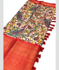 Yellow and Red color Banarasi sarees with Jari Border Design-BANS0000885