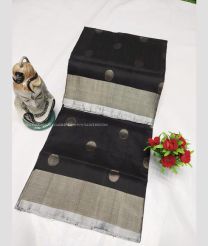 Black and Sage color uppada pattu handloom saree with all over dollar butties design -UPDP0014832