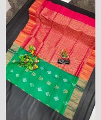 Aquamarine and Pink color Uppada Soft Silk sarees with all over buttas design -UPSF0004233