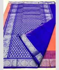 Copper and Blue color venkatagiri pattu sarees with all over checks design -VAGP0001118