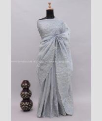 Grey color Organza sarees with All over Thread Work Design-ORGS0001471