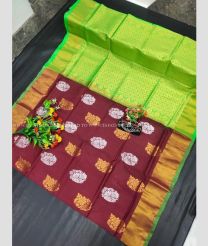 Maroon and Parrot Green color Uppada Soft Silk sarees with all over buttas design -UPSF0004238