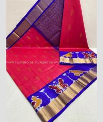 Pink and Blue color kuppadam pattu handloom saree with Kaddy Border Design-KUPP0071306