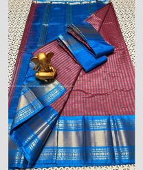 Deep Pink and Blue color mangalagiri pattu sarees with rudraksha border design -MAGP0027319