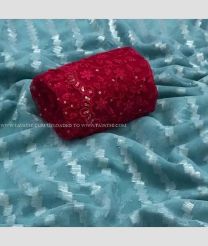 Light BLue and Maroon color Chiffon sarees with Plain Design-CHIF0000747