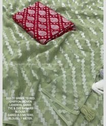 Light Green and Red color Chiffon sarees with All over Printed Design-CHIF0001295