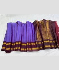 Purple and Chocolate color gadwal sico sarees with jari border design -GAWI0000834
