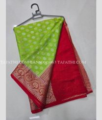 Parrot Green and Red banarasi sarees with All over Buttas design - BANS0019863