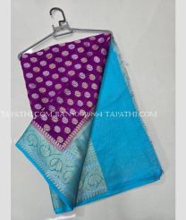 Purple and Blue banarasi sarees with All over Buttas design - BANS0019864