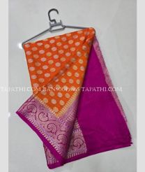 Orange and Magenta banarasi sarees with All over Buttas design - BANS0019865