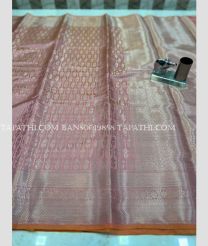 Baby Pink and Silver banarasi sarees with Jacquard Border design - BANS0019858