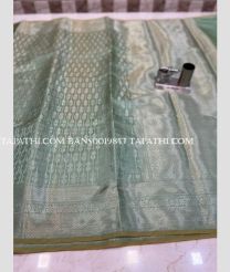 Fern Green and Silver banarasi sarees with Jacquard Border design - BANS0019853