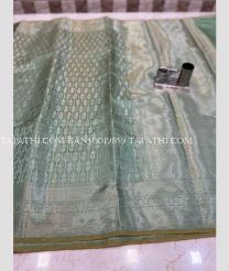 Fern Green and Silver banarasi sarees with Jacquard Border design - BANS0019859