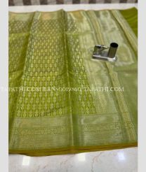 Parrot Green and Silver banarasi sarees with Jacquard Border design - BANS0019860