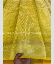 Yellow and Silver banarasi sarees with Jacquard Border design - BANS0019862