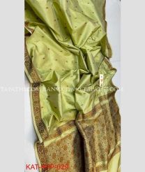 Lite Green and Brown banarasi sarees with All over Buttas design - BANS0019880