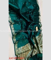 Teal and Golden banarasi sarees with All over Buttas design - BANS0019885