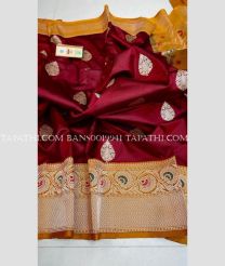 Crimson and Mustard Yellow banarasi sarees with All over Meenakari design - BANS0019941