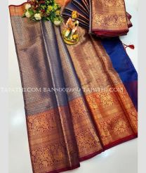 brown and blue colour banarasi sarees with All over design - BANS0019950