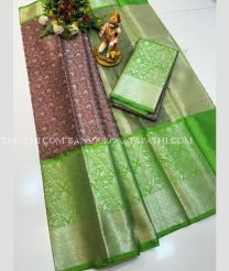green and silver colour banarasi sarees with All over design - BANS0019962