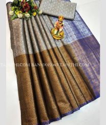 coffee and silver colour banarasi sarees with All over design - BANS0019963