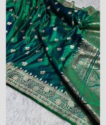 Pine Green and Cream banarasi sarees with All over Buttas design