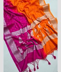 Pink and Orange banarasi sarees with Jacquard Border design