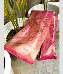 Pink and Cream banarasi sarees with All over Strips design