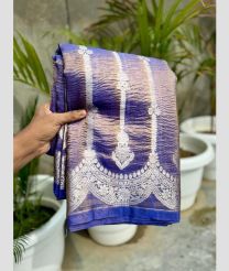 Blue and Cream banarasi sarees with All over Strips design
