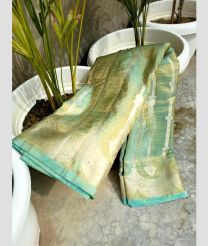 Turquoise and Golden banarasi sarees with All over Strips design