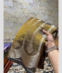 Grey and Cream banarasi sarees with All over Strips design
