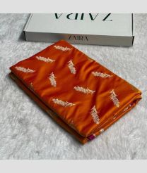 Orange banarasi sarees with All over Buttas design