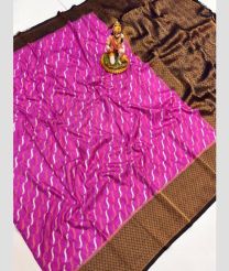 Pink and Chocolate banarasi sarees with Pochampally Border design