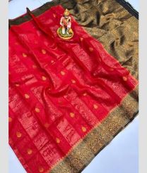Crimson and Black banarasi sarees with Pochampally Border design