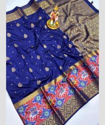 Navy Blue and Blue banarasi sarees with Pochampally Border design