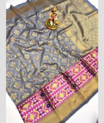 Grey and Pink banarasi sarees with Pochampally Border design