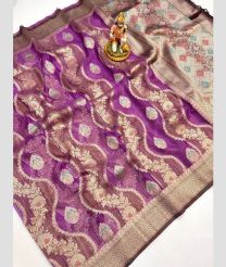 Magenta and Cream banarasi sarees with Pochampally Border design