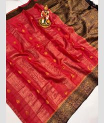 Red and Black banarasi sarees with Pochampally Border design