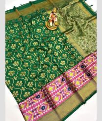 Green and Pink banarasi sarees with Pochampally Border design