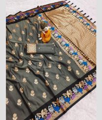 Grey and Black banarasi sarees with All over Buttas design