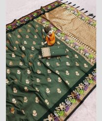 Fern Green and Pine Green banarasi sarees with All over Buttas design