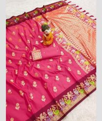 Pink and Lite Orange banarasi sarees with All over Buttas design