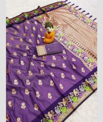 Purple and Plum Purple banarasi sarees with All over Buttas design